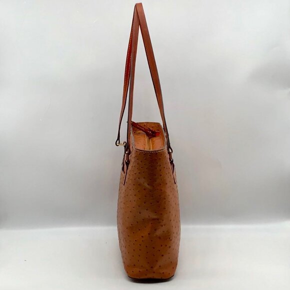 Dooney & Bourke Brown Ostritch Leather Embossed Lexington Tote Bag - Picture 3 of 11